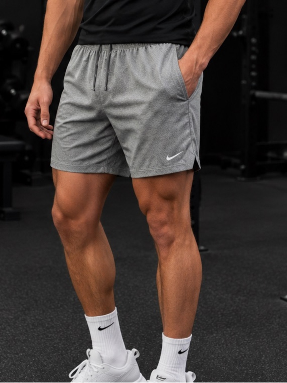 Nike Dri-FIT Men’s Heather Gray Running Shorts Medium Athletic Training Gym